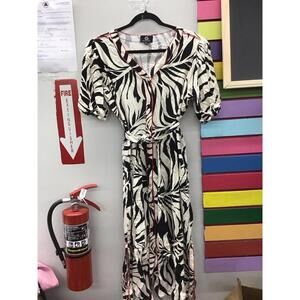 Guiliana long button dress fit flar black white red hem size XL petite new HSN